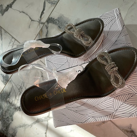 Serenity Rhinestone Bow Clear Platform Sandal Size 9 By Chase & Chloe … - Picture 5 of 14